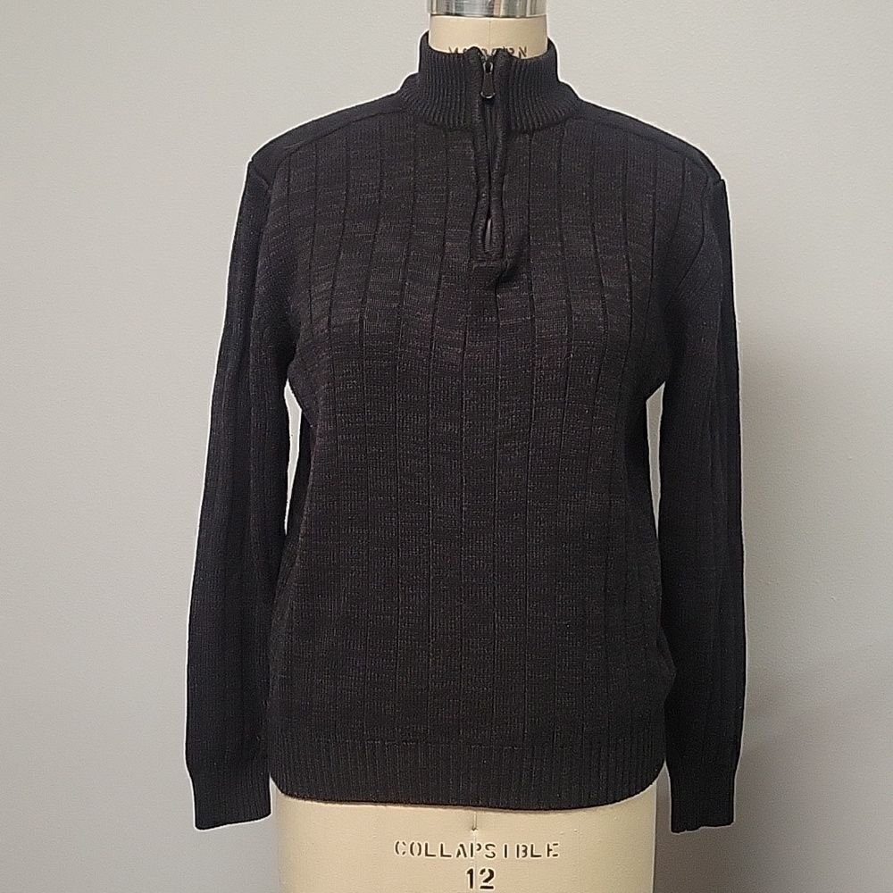 Method vintage 1/4 Zip Pullover Black Ribbed Knit Sweater size XL